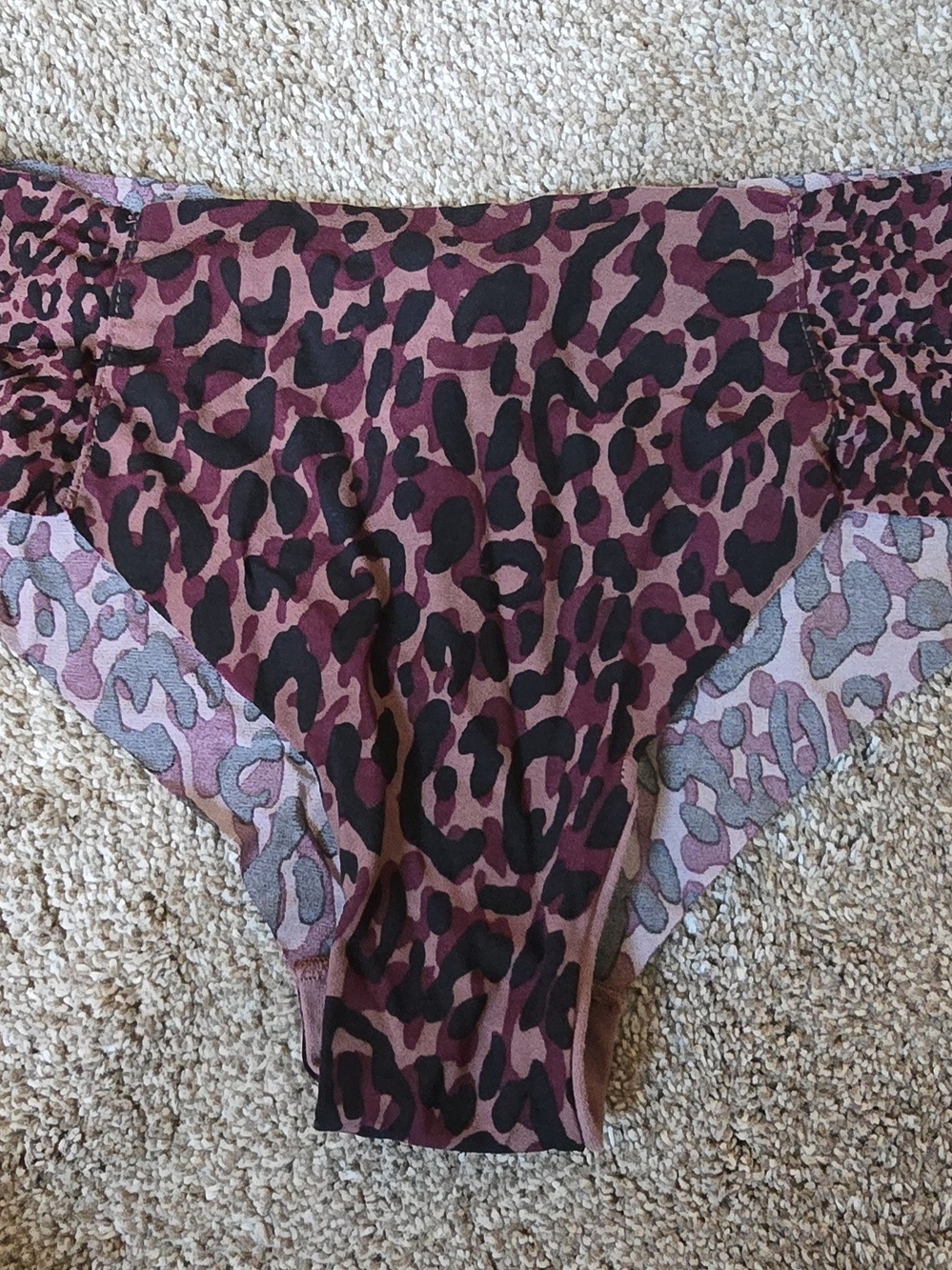 Victoria's Secret Maroon and Black Leopard Hipster Panty